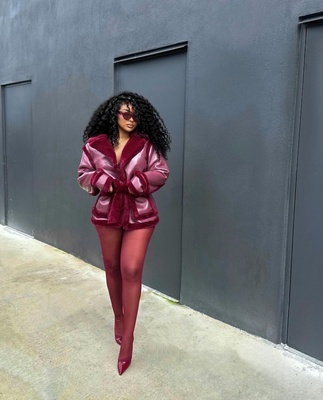 Sherry Pantyhose Stockings (Burgundy)